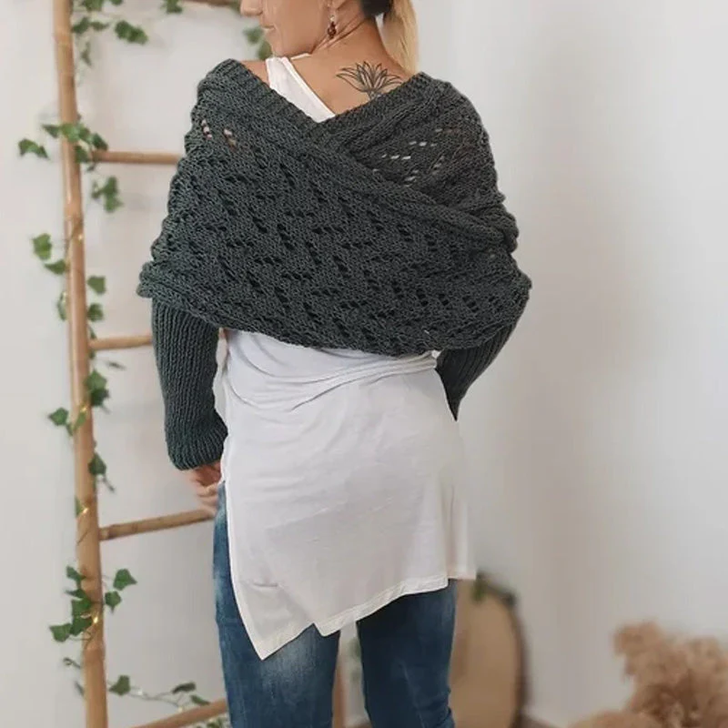 🔥Last Day Sale 49% OFF🏆️Women's Wrap Knit Shawl with Sleeves - Image 11